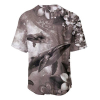 Hawaiian Lei Day Plumeria Humpback Whales Baseball Jersey Polynesian Art Vibrant Starry Nebula Grayscale Style LT03 - Polynesian Pride