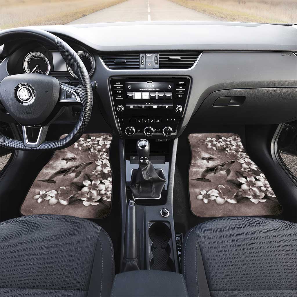 Hawaiian Lei Day Plumeria Humpback Whales Car Mats Polynesian Art Vibrant Starry Nebula Grayscale Style