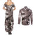 Hawaiian Lei Day Plumeria Humpback Whales Couples Matching Summer Maxi Dress and Long Sleeve Button Shirt Polynesian Art Vibrant Starry Nebula Grayscale Style