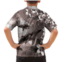 Hawaiian Lei Day Plumeria Humpback Whales Family Matching Mermaid Dress and Hawaiian Shirt Polynesian Art Vibrant Starry Nebula Grayscale Style LT03 - Polynesian Pride