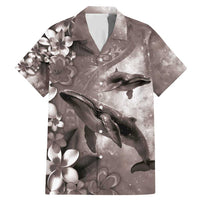 Hawaiian Lei Day Plumeria Humpback Whales Family Matching Mermaid Dress and Hawaiian Shirt Polynesian Art Vibrant Starry Nebula Grayscale Style LT03 Dad's Shirt - Short Sleeve Art - Polynesian Pride