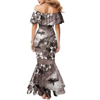 Hawaiian Lei Day Plumeria Humpback Whales Family Matching Mermaid Dress and Hawaiian Shirt Polynesian Art Vibrant Starry Nebula Grayscale Style LT03 - Polynesian Pride