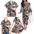 Hawaiian Lei Day Plumeria Humpback Whales Family Matching Off The Shoulder Long Sleeve Dress and Hawaiian Shirt Polynesian Art Vibrant Starry Nebula Grayscale Style