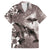 Hawaiian Lei Day Plumeria Humpback Whales Family Matching Off The Shoulder Long Sleeve Dress and Hawaiian Shirt Polynesian Art Vibrant Starry Nebula Grayscale Style