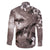Hawaiian Lei Day Plumeria Humpback Whales Family Matching Off The Shoulder Long Sleeve Dress and Hawaiian Shirt Polynesian Art Vibrant Starry Nebula Grayscale Style