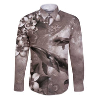 Hawaiian Lei Day Plumeria Humpback Whales Family Matching Puletasi and Hawaiian Shirt Polynesian Art Vibrant Starry Nebula Grayscale Style LT03 Dad's Shirt - Long Sleeve Art - Polynesian Pride