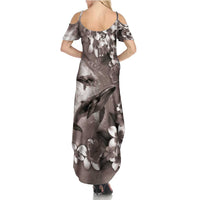 Hawaiian Lei Day Plumeria Humpback Whales Family Matching Summer Maxi Dress and Hawaiian Shirt Polynesian Art Vibrant Starry Nebula Grayscale Style LT03 - Polynesian Pride