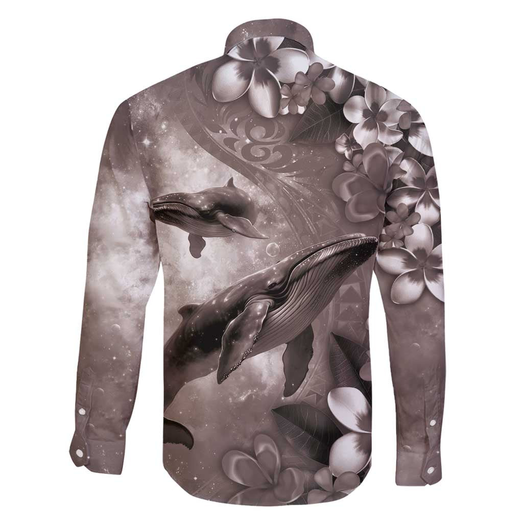 Hawaiian Lei Day Plumeria Humpback Whales Family Matching Tank Maxi Dress and Hawaiian Shirt Polynesian Art Vibrant Starry Nebula Grayscale Style LT03 - Polynesian Pride