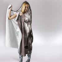 Hawaiian Lei Day Plumeria Humpback Whales Hooded Blanket Polynesian Art Vibrant Starry Nebula Grayscale Style
