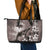 Hawaiian Lei Day Plumeria Humpback Whales Leather Tote Bag Polynesian Art Vibrant Starry Nebula Grayscale Style