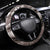 Hawaiian Lei Day Plumeria Humpback Whales Steering Wheel Cover Polynesian Art Vibrant Starry Nebula Grayscale Style