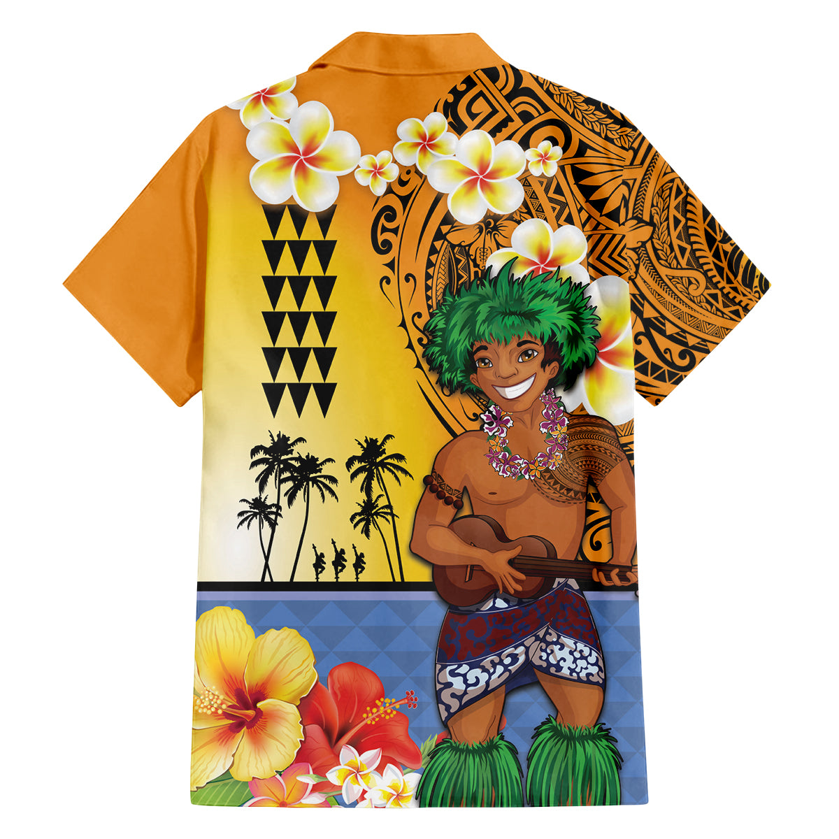 Happy Lei Day Family Matching Off The Shoulder Long Sleeve Dress and Hawaiian Shirt Hula Male Dancer Polynesian Flower Kakau Pattern LT03 - Polynesian Pride