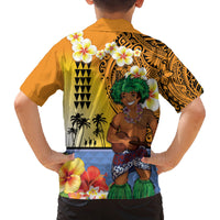 Happy Lei Day Family Matching Summer Maxi Dress and Hawaiian Shirt Hula Male Dancer Polynesian Flower Kakau Pattern