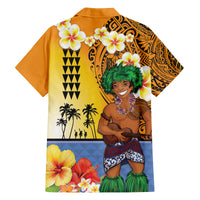 Happy Lei Day Family Matching Tank Maxi Dress and Hawaiian Shirt Hula Male Dancer Polynesian Flower Kakau Pattern LT03 - Polynesian Pride