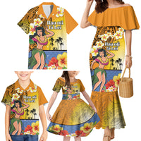 Happy Lei Day Family Matching Mermaid Dress and Hawaiian Shirt Hula Girl Polynesian Flower Kakau Pattern LT03 - Polynesian Pride