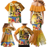 Happy Lei Day Family Matching Mermaid Dress and Hawaiian Shirt Hula Girl Polynesian Flower Kakau Pattern LT03 - Polynesian Pride