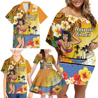 Happy Lei Day Family Matching Off Shoulder Short Dress and Hawaiian Shirt Hula Girl Polynesian Flower Kakau Pattern LT03 - Polynesian Pride