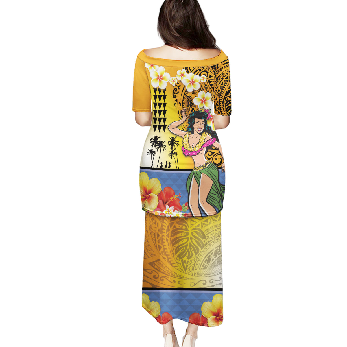 Happy Lei Day Family Matching Puletasi and Hawaiian Shirt Hula Girl Polynesian Flower Kakau Pattern LT03 - Polynesian Pride