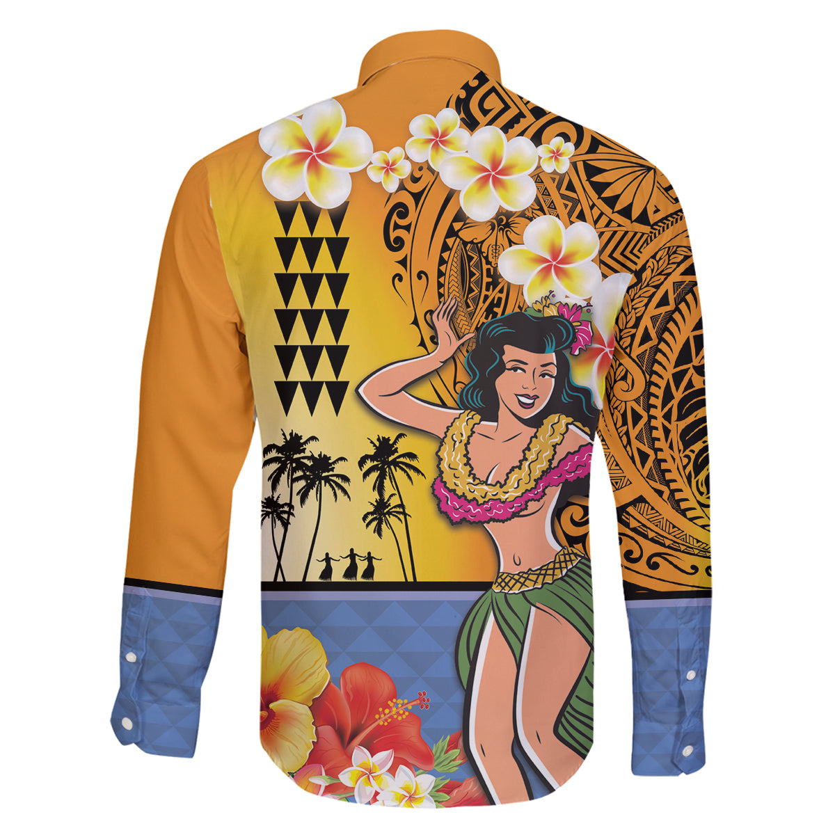 Happy Lei Day Family Matching Tank Maxi Dress and Hawaiian Shirt Hula Girl Polynesian Flower Kakau Pattern LT03 - Polynesian Pride