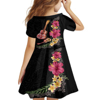 Ukulele mix Polynesian Flower Family Matching Off Shoulder Maxi Dress and Hawaiian Shirt Hawaiian Tribal Pattern