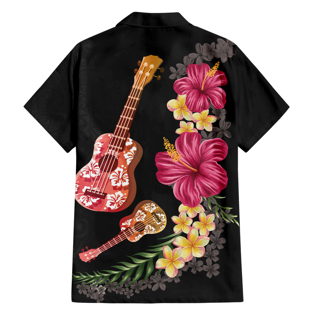 Ukulele mix Polynesian Flower Family Matching Short Sleeve Bodycon Dress and Hawaiian Shirt Hawaiian Tribal Pattern LT03 - Polynesian Pride