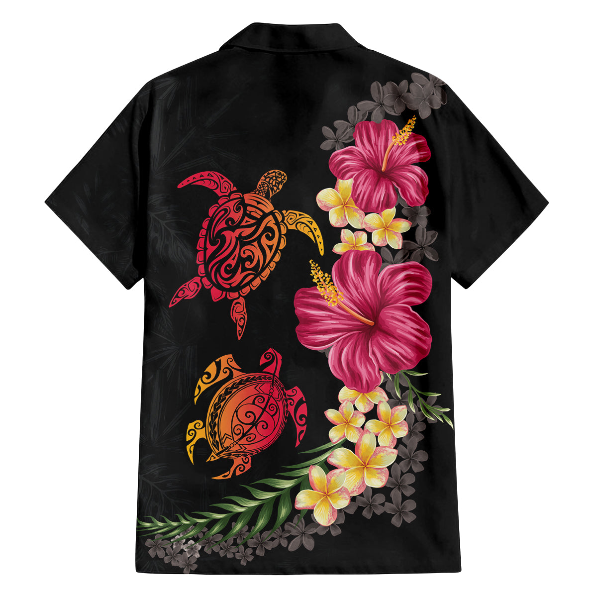 Hawaiian Flower and Tribal Turtle Family Matching Off The Shoulder Long Sleeve Dress and Hawaiian Shirt Colorful Style LT03 - Polynesian Pride