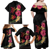 Hawaiian Flower and Tribal Turtle Family Matching Off Shoulder Maxi Dress and Hawaiian Shirt Colorful Style LT03 - Polynesian Pride