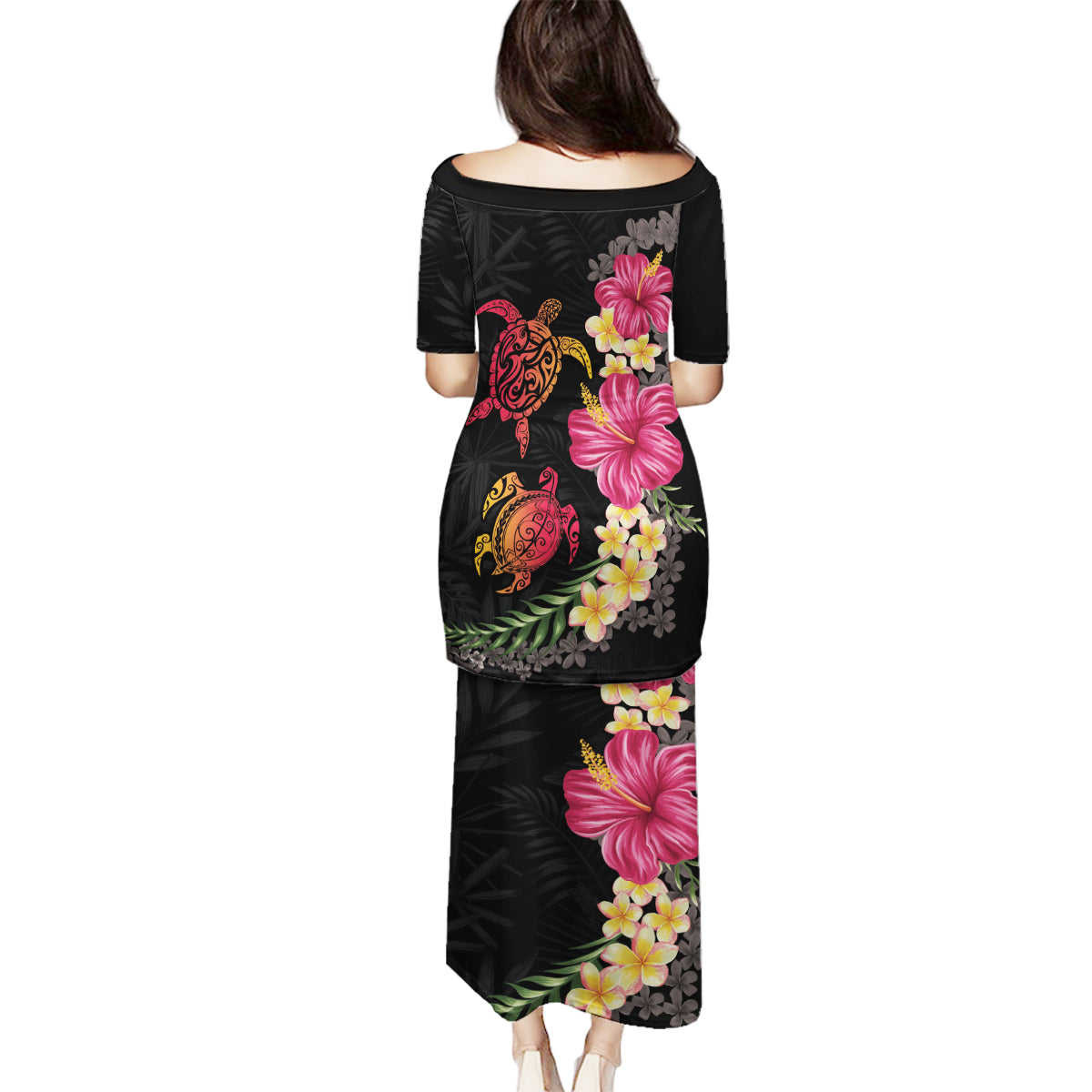 Hawaiian Flower and Tribal Turtle Family Matching Puletasi and Hawaiian Shirt Colorful Style LT03 - Polynesian Pride
