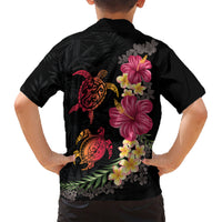 Hawaiian Flower and Tribal Turtle Family Matching Short Sleeve Bodycon Dress and Hawaiian Shirt Colorful Style LT03 - Polynesian Pride