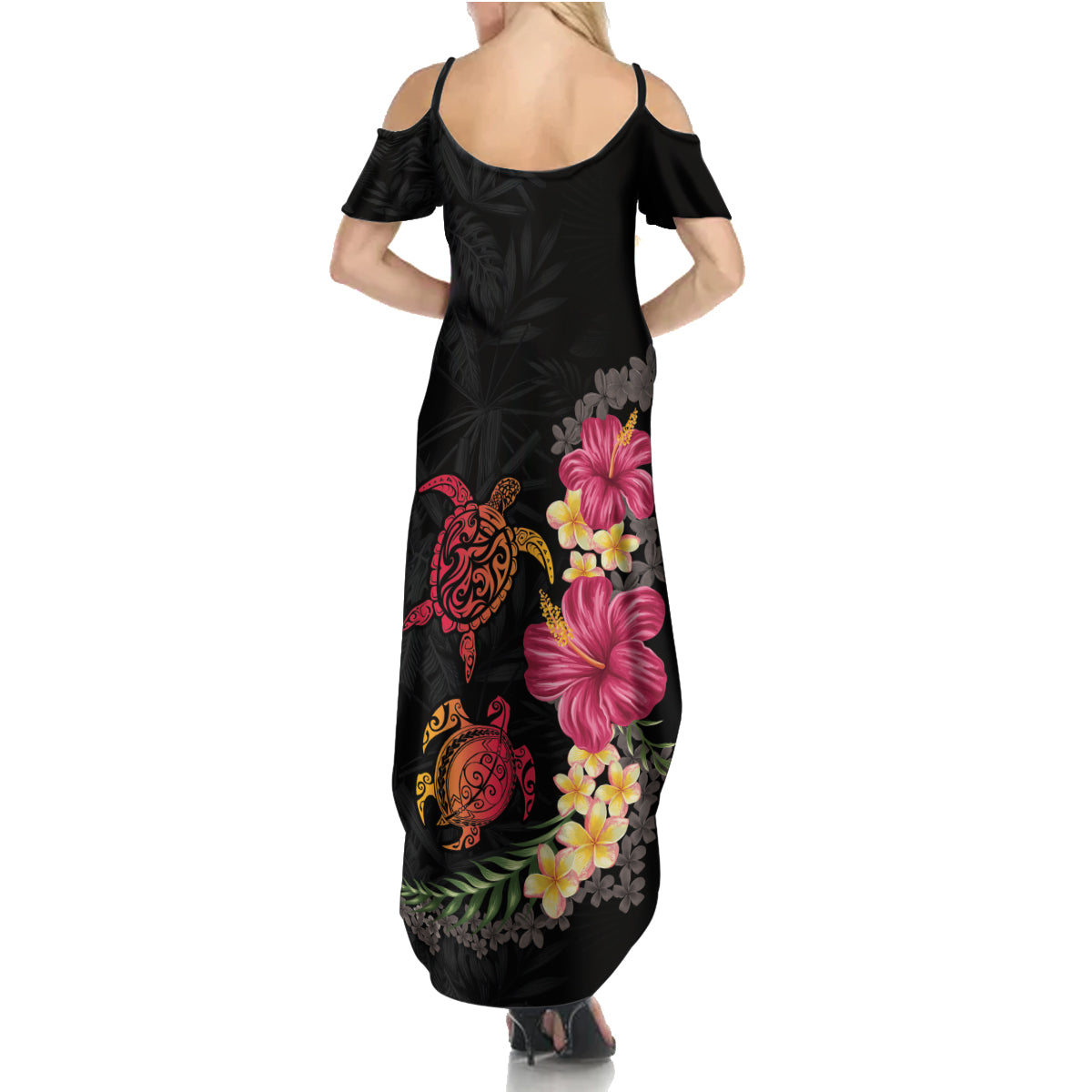 Hawaiian Flower and Tribal Turtle Family Matching Summer Maxi Dress and Hawaiian Shirt Colorful Style LT03 - Polynesian Pride