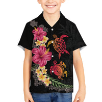 Hawaiian Flower and Tribal Turtle Family Matching Tank Maxi Dress and Hawaiian Shirt Colorful Style LT03 Son's Shirt Black - Polynesian Pride