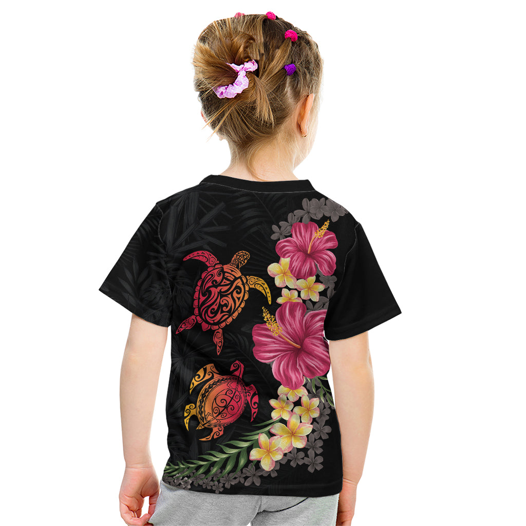 Hawaiian Flower and Tribal Turtle Kid T Shirt Colorful Style