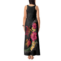 Hawaiian Flower and Tribal Turtle Tank Maxi Dress Colorful Style