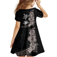 Hawaiian Flower and Tribal Turtle Family Matching Tank Maxi Dress and Hawaiian Shirt Grayscale Mode LT03 - Polynesian Pride