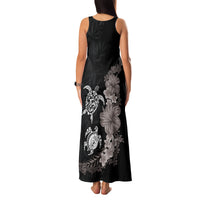 Hawaiian Flower and Tribal Turtle Family Matching Tank Maxi Dress and Hawaiian Shirt Grayscale Mode LT03 - Polynesian Pride