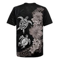 Hawaiian Flower and Tribal Turtle Rugby Jersey Grayscale Mode LT03 - Polynesian Pride