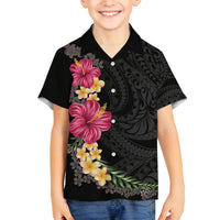 Hawaiian Plumeria and Hibiscus Family Matching Tank Maxi Dress and Hawaiian Shirt Colorful Style LT03 Son's Shirt Black - Polynesian Pride