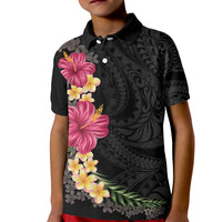 Hawaiian Plumeria and Hibiscus Kid Polo Shirt Colorful Style