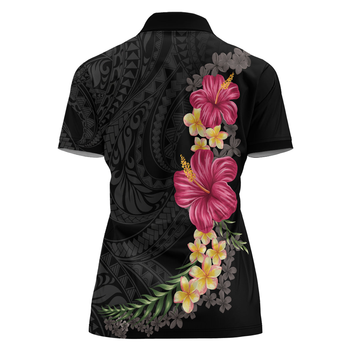 Hawaiian Plumeria and Hibiscus Women Polo Shirt Colorful Style