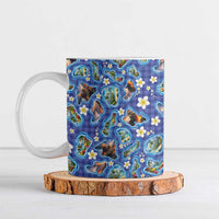 Hawaiian Island Shapes-Iconic Landscape Ceramic Mug with Plumeria and Palaka Blue Color
