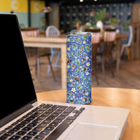 Hawaiian Island Shapes-Iconic Landscape Skinny Tumbler with Plumeria and Palaka Blue Color LT03 - Polynesian Pride
