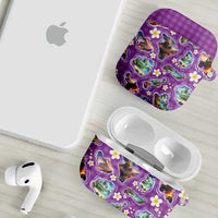 Hawaiian Island Shapes-Iconic Landscape AirPods Case with Plumeria and Palaka Purple Color