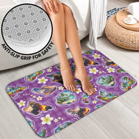 Hawaiian Island Shapes-Iconic Landscape Bathroom Set with Plumeria and Palaka Purple Color