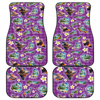 Hawaiian Island Shapes-Iconic Landscape Car Mats with Plumeria and Palaka Purple Color