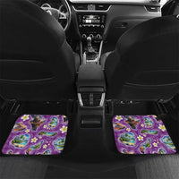 Hawaiian Island Shapes-Iconic Landscape Car Mats with Plumeria and Palaka Purple Color