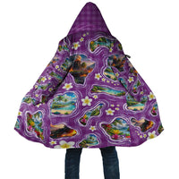 Hawaiian Island Shapes-Iconic Landscape Cloak with Plumeria and Palaka Purple Color