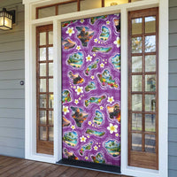 Hawaiian Island Shapes-Iconic Landscape Door Cover with Plumeria and Palaka Purple Color LT03 - Polynesian Pride