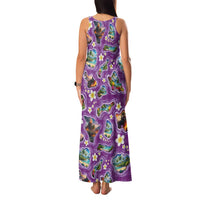Hawaiian Island Shapes-Iconic Landscape Family Matching Tank Maxi Dress and Hawaiian Shirt with Plumeria and Palaka Purple Color LT03 - Polynesian Pride