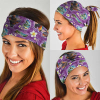 Hawaiian Island Shapes-Iconic Landscape Neck Gaiter with Plumeria and Palaka Purple Color