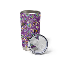 Hawaiian Island Shapes-Iconic Landscape Tumbler Cup with Plumeria and Palaka Purple Color LT03 - Polynesian Pride
